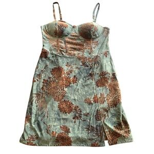 Madden NYC Dress Medium Sage Floral Bustier Mini Corset Sweetheart Whimsigoth